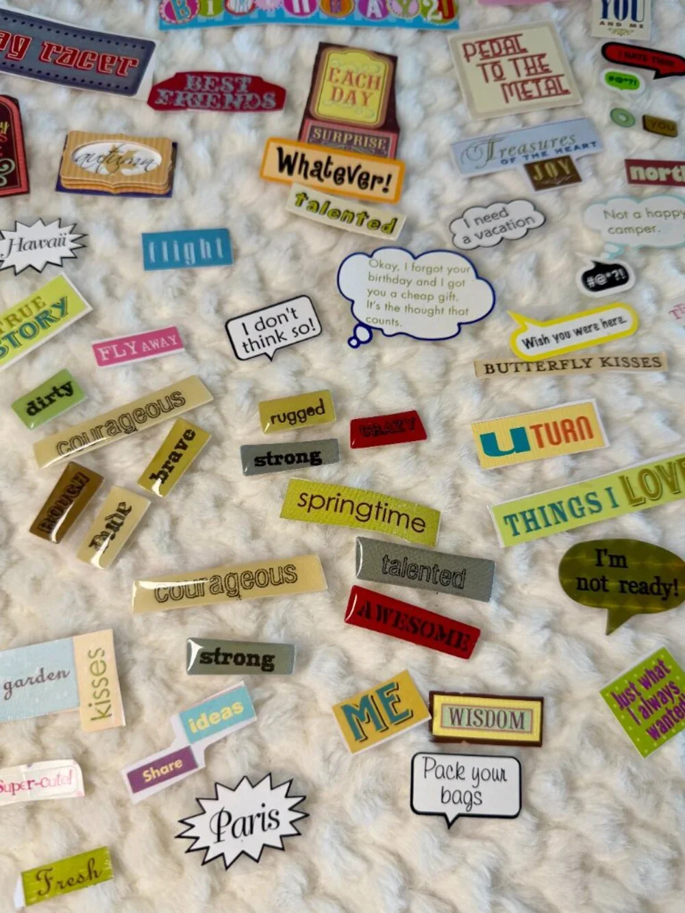 Assorted Words, Sayings and Phrases Scrapbook Sticker Lot